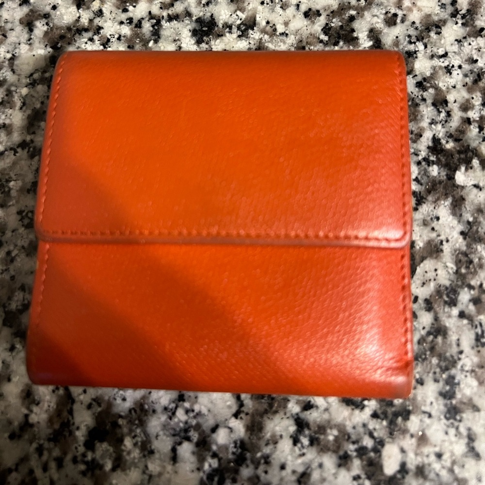 Grained Calfskin Chanel Button Compact Wallet Ora… - image 6